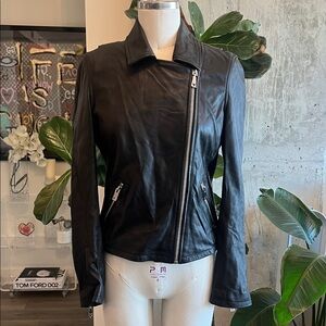 Guess Black Leather Moto Women's Jacket